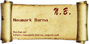 Neumark Barna névjegykártya